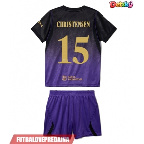 Lacne Dětský Futbalové dres Barcelona Andreas Christensen #15 2026-27 Krátky Rukáv - Preč (+ trenírky)